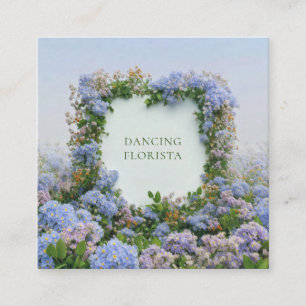 Blauw Bloemcluster Geometrisch Frame Whimsisch Vierkante Visitekaartje