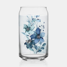 Blauw Bloemen 3 Can Glass Drinkware Set