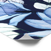 Blauw Bloemen begrafenis viering van het leven Fot Poster (Hoek)