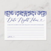 Blauw Bloemen Bruidsdatum Nachtideeën Kaart (Voorkant)