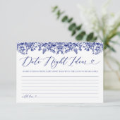 Blauw Bloemen Bruidsdatum Nachtideeën Kaart (Staand voorkant)
