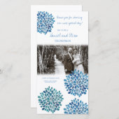 Blauw Bloemen Bruiloft Dank u kaart (Voorkant / Achterkant)