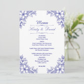 Blauw Bloemen Bruiloft Menu (Staand voorkant)