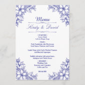 Blauw Bloemen Bruiloft Menu (Voorkant)