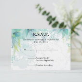Blauw Bloemen Bruiloft RSVP (Staand voorkant)