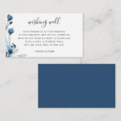 Blauw Bloemen Bruiloft Wishing Well Informatiekaartje (Voorkant / Achterkant)