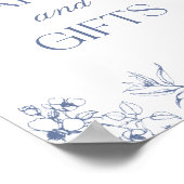 Blauw Bloemen Chinoiserie Kaarten en geschenken te Poster (Hoek)