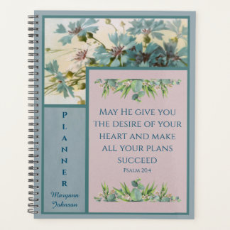 Blauw Bloemen Christelijk Planner met Bijbelvers
