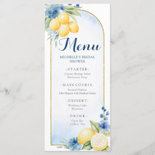 Blauw Bloemen Citroen Main Squeeze Baby shower Men Menu