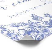  Blauw Bloemen Dank u voor het komen teken Poster (Hoek)