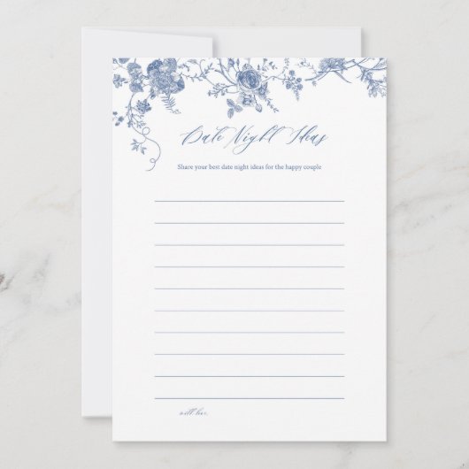 Blauw Bloemen Datum Nacht Ideeën Kaarten (Voorkant)