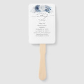 Blauw Bloemen Elegant Bruiloft Programma Handwaaier (Voorkant)
