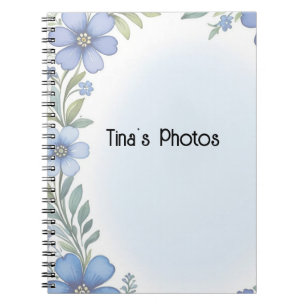 Blauw Bloemen Elegantie Spiraal Foto Notitieboek