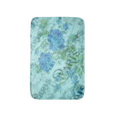 Blauw Bloemen Frans Parijs Postmark Patroon Badmat (Voorkant Verticaal)