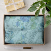  Blauw Bloemen Frans Parijs Postmark Patroon Tissuepapier (Geschenk)