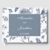 Blauw Bloemen Franse bruiloft Gastenboek (Voorkant)