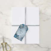 Blauw  Bloemen Gift Label Cadeaulabel (Met Touw)