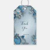 Blauw  Bloemen Gift Label Cadeaulabel (Achterkant)
