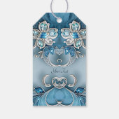 Blauw  Bloemen Gift Label Cadeaulabel (Achterkant)