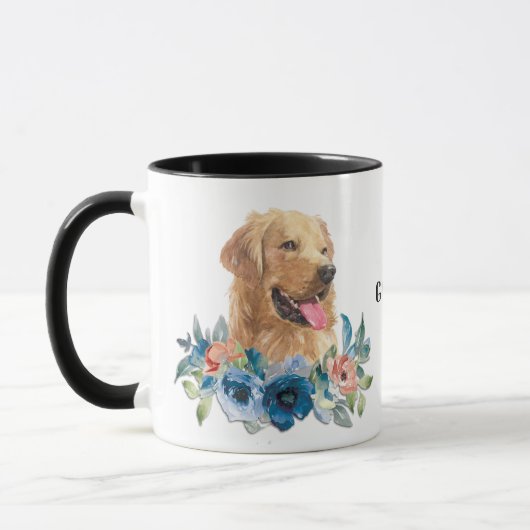 Blauw Bloemen Golden Retriever Life Mok (Links)