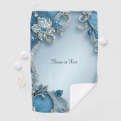 Blauw  Bloemen Golfhanddoek (Insitu)