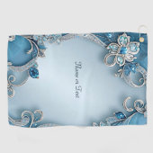 Blauw  Bloemen Golfhanddoek (Horizontaal)