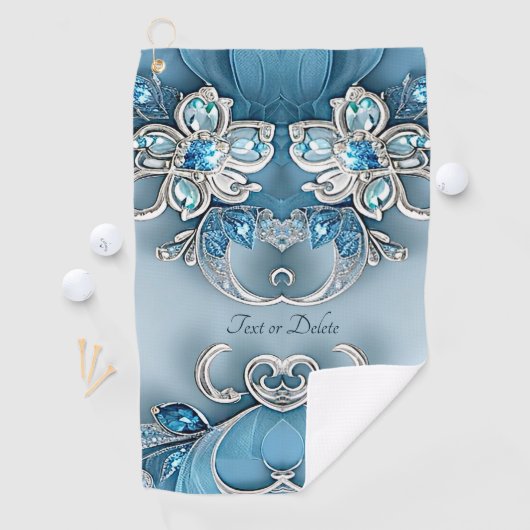 Blauw  Bloemen Golfhanddoek (Insitu)