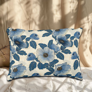 Blauw Bloemen Goud Glitter Japans Ukiyo-e Accent Kussen