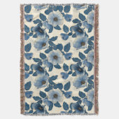 Blauw Bloemen Goud Glitter Japans Ukiyo-e Deken (Voorkant Verticaal)