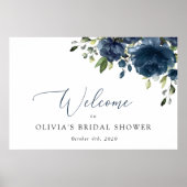 Blauw Bloemen, Groene Tinten, Boho, Bruidsontvangs Poster (Voorkant)