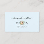 Blauw Bloemen Haar Stylist Visitekaartje (Voorkant)