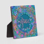  Blauw Bloemen Inspirerend Grace Ezel Fotoplaat (Voorkant)