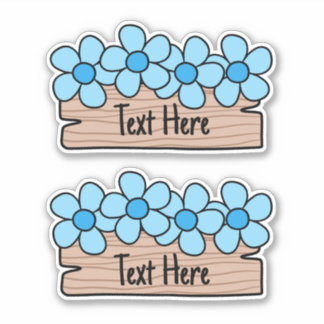 Blauw Bloemen Label