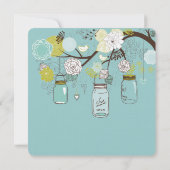 Blauw Bloemen Mason Jars Bruiloft Kaart (Achterkant)