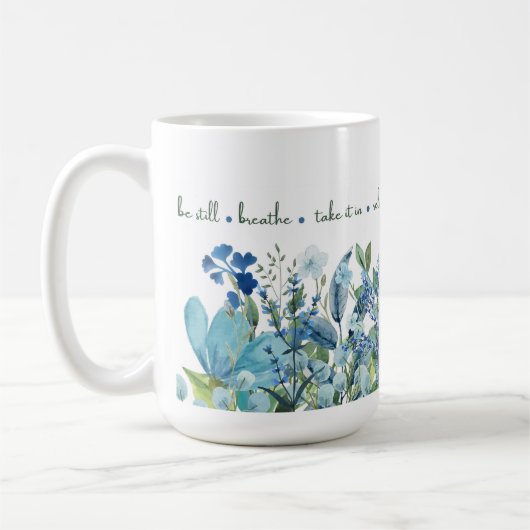 Blauw Bloemen 'Mindful Blooms' Mok (Links)
