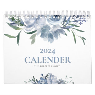 Blauw Bloemen Moderne Aangepaste Foto 2024 Kalende Kalender