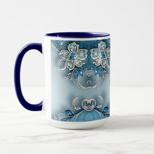 Blauw  Bloemen Mok (Links)