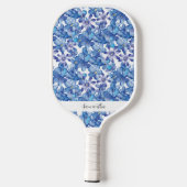 Blauw Bloemen Naam Pickleball Paddle (Achterkant)
