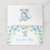 Blauw Bloemen Olifant Boy Baby shower 1e Verjaarda (Buitenkant ongevouwen)