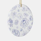 Blauw Bloemen Ornament (Rechts)