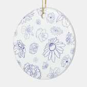 Blauw Bloemen Ornament (Links)