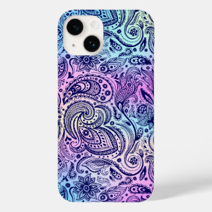 Blauw Bloemen Paisley over iriserende achtergrond Case-Mate iPhone 14 Hoesje