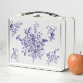 Blauw Bloemen Patroon Metalen Lunchbox (In situ)