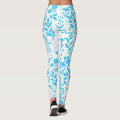 Blauw Bloemen patroon.ST01 Geen BG Leggings (Achterkant)