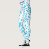 Blauw Bloemen patroon.ST01 Geen BG Leggings (Links)