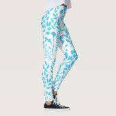 Blauw Bloemen patroon.ST01 Geen BG Leggings (Rechts)