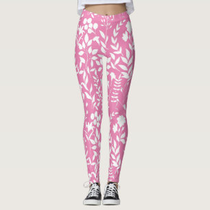 Blauw Bloemen patroon.ST02. wit Roze BG Leggings
