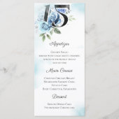 Blauw Bloemen Quinceanera 15e Verjaardagsfeest Men Menu (Voorkant)