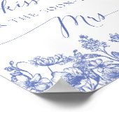 Blauw Bloemen Raad hoeveel Kisses Bruidsbord Poster (Hoek)
