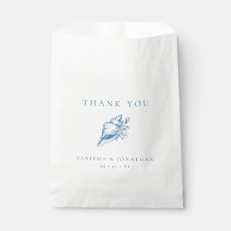  Blauw Bloemen Shell bruiloft Dank u Bedankzakje